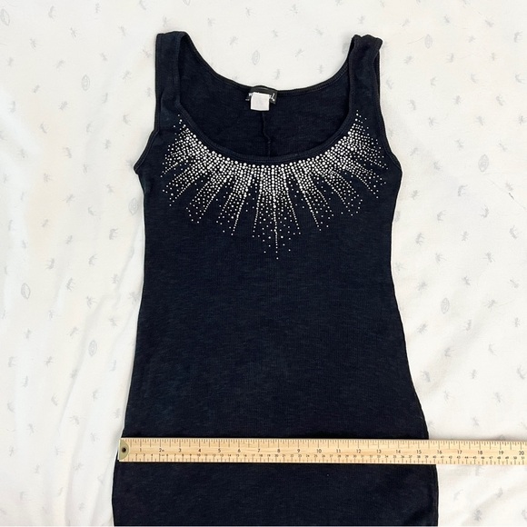 Vintage Wet Seal Crystal-Adorned Ribbed Maxi Dress – Y2K Glam Goth Revival, S/M - Picture 12 of 12